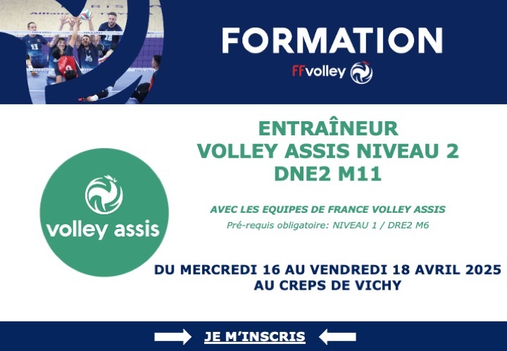 Formation Entraineur Niveau 2 du 16 au 18 avril 2025 au CREPS Vichy