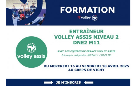 Formation Entraineur Niveau 2 du 16 au 18 avril 2025 au CREPS Vichy